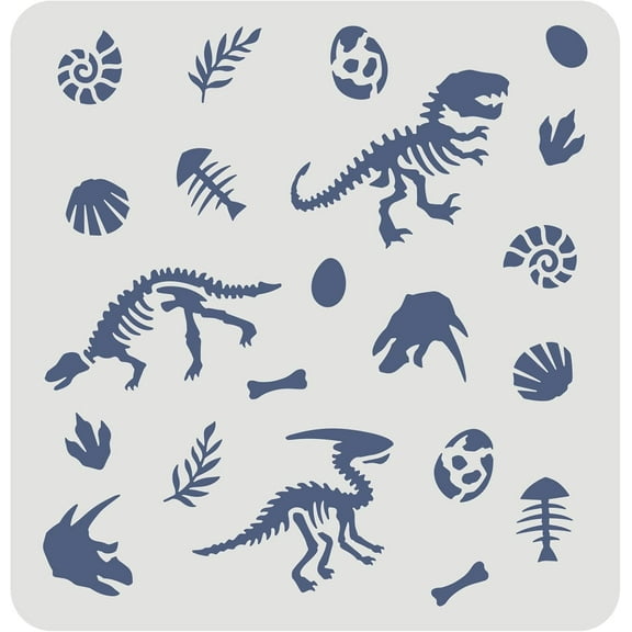 Dinosaur Stencil for Painting 11.8x11.8inch Reusable Dinosaur Fossil Stencil White