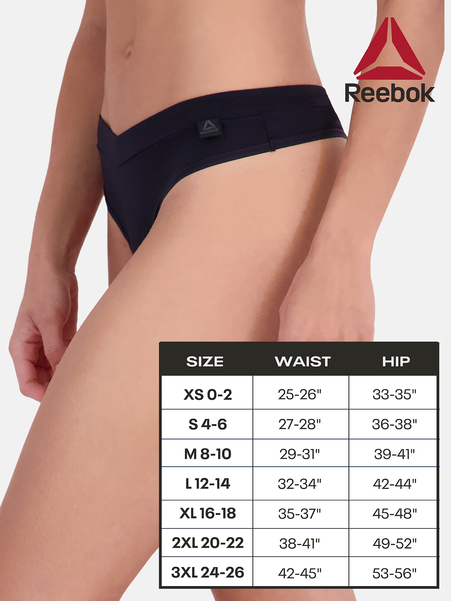 Reebok Women’s Tech Comfort Thong Underwear, 3 Pack, Sizes S - 3XL