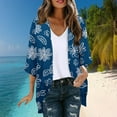 thumbnail image 2 of Kmdttou Women's Floral Print Puff Sleeve Cardigan Loose Cover Up Casual Blouse Tops Womens Fall Fashion, 2 of 6