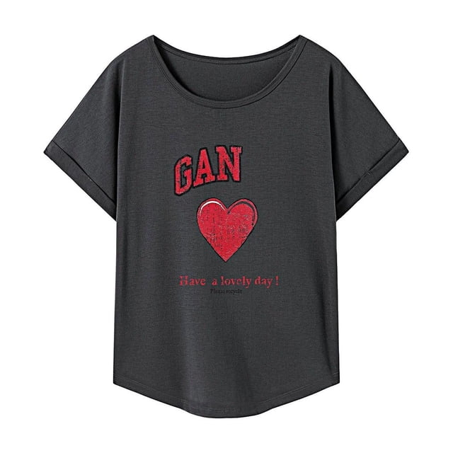 Camiseta para mujer trajes de verano suave mujer simple cuello redondo camisa para viaje trabajo S