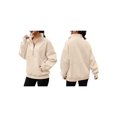 thumbnail image 3 of Women Fall Half Zip Pullover Oversized Fleece Mock Neck Hoodies Fashion Outfits Winter Clothing Apricot S, 3 of 6