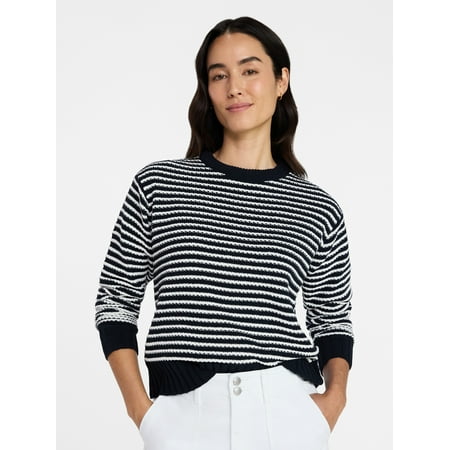 Time and Tru Women's and Women's Plus Long Sleeve Chenille Pullover, Sizes XS-4X