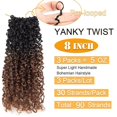 thumbnail image 2 of 3 Pack Yanky Twist Crochet Hair for Women Pre-looped,8 Inch Twist Hair Bohemian Passion Twist Crochet Hair Boho Crochet Braids Synthetic (Ombre Brown), 2 of 6