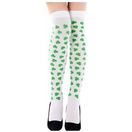 

DENGDENG Green Winter St. Patrick s Thigh High Socks for Women Over The Knee Print Warm Socks