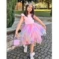 thumbnail image 6 of Oudiya Toddler Tutu Dress Little Girls Irregular Tulle Princess Birthday Party Formal Dresses, 4-8Y, 6 of 7
