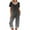 Gray #3, variant on Lounge Sets for Women 2 Piece, Women Casual Patchwork Short Sleeve Tops V-Neck Shorts Sleepwear Sets Pullover Long Pants with Pockets Red XXL