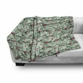 thumbnail image 3 of Floral Soft Flannel Fleece Throw Blanket, Japanese Sakura Silhouette Branches and Flowers, Cozy Plush for Indoor and Outdoor Use, 50" x 70", Mint Green Pink, by Ambesonne, 3 of 6