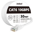 thumbnail image 1 of Cable Ethernet Jadaol Cat6 de 9 m, plano, RJ45, 10 Gbps, blanco, 1 of 6