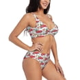 thumbnail image 2 of Wukai Watercolor Red Truck And Fir Tree Women's Bikini Set Two Piece,wimsuit High Waisted V Neck Twist Front Adjustable Spaghetti Straps Bathing Suit-, 2 of 7