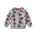 thumbnail image 3 of Toddler Boys Long Sleeve Crewneck Sweatshirt With Cute Cartoon Construction Truck Print Fall Winter Casual, 3 of 9