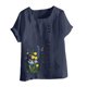 thumbnail image 2 of TaTaai Casual Printed Button Blouse, Women's Short Sleeve Linen Feel T-Shirt, Comfortable Top for All Seasons Gift, 2 of 4
