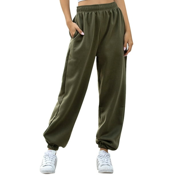 Cargo Pants for Women Lady Elastic High Waist Jogger Pockets Sweatpants  Ladies Causal Loose Hip Hop Pants Cool Girl Women Lady High Waist Cargo  Baggy Harem Trousers 