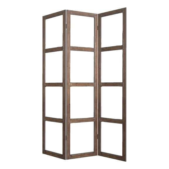1" x 63" x 84" Brown Wood Glass  Screen
