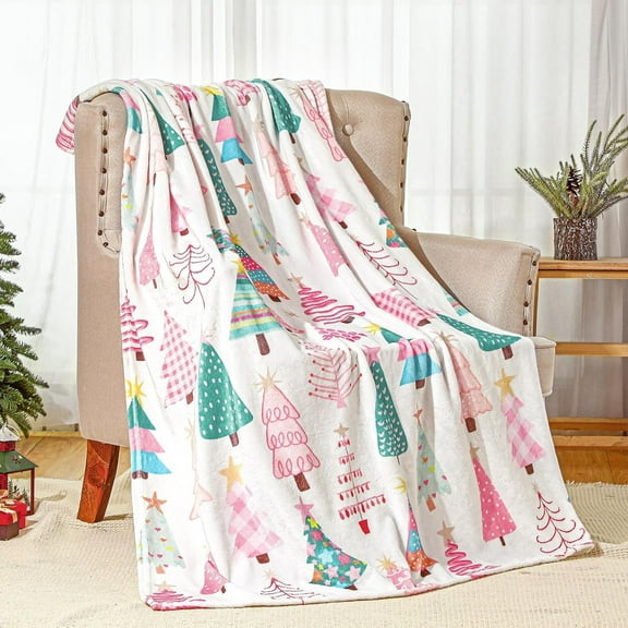 Pink Christmas Blanket, Christmas Throw Blanket, Cute Christmas Flannel Blanket(#2) Blanket - Blanket * 1, Polyester