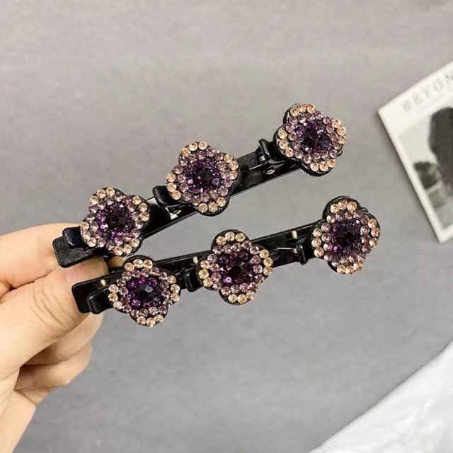 Diademas con horquillas de diamantes de imitación, varillas para el pelo trenzadas, pasadores para flequillo en la frente (violeta) Hugtrwg Libre de BPA