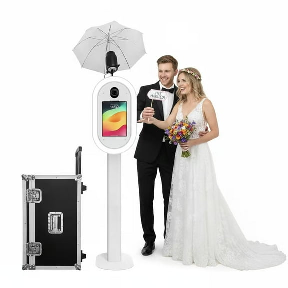 iPad photo booth, compatible with 10.2 to 13-inch iPads, comes with a carrying case, perfect for parties, weddings and event rentals, creating unforgettable memories.