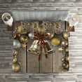 thumbnail image 2 of Ambesonne Christmas Quilted Coverlet 3 Pcs, Baubles on Rustic Wood, King Size, Multicolor, 2 of 2