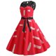 thumbnail image 4 of Mujeres vendaje estampado retro corto sin mangas encaje patchwork noche o-cuello fiesta graduación vestido vintage Fridja hjkh417, 4 of 8