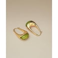 thumbnail image 4 of SNGIA 18K Gold Plated Oval Dangle Hoop Earrings with Green Resin Accent for Women, 4 of 6