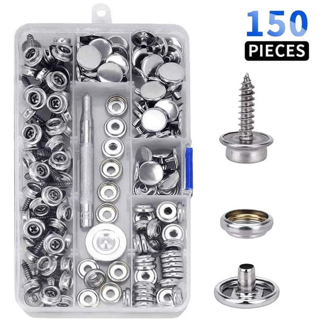 simhoa 150pcs Stainless Steel Canvas Screw Snap Fasteners Press Stud Canvas Screw Snaps