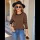 thumbnail image 4 of Suéter de Cuello Redondo A Rayas para Mujer, Blusas Casuales de Invierno de Larga con Bloques de Color, Ropa Holgada y Cálida Negro XL, 4 of 10