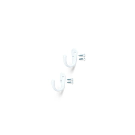 Mainstays, White Metal Hooks, Clutter-Free Hooks for Hanging Towels and Coats, 10 lbs Capacity, 2 Pack