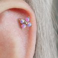 thumbnail image 4 of Four Leaf Clover Purple Opal Flat Back Piercing Earring, 4 of 11
