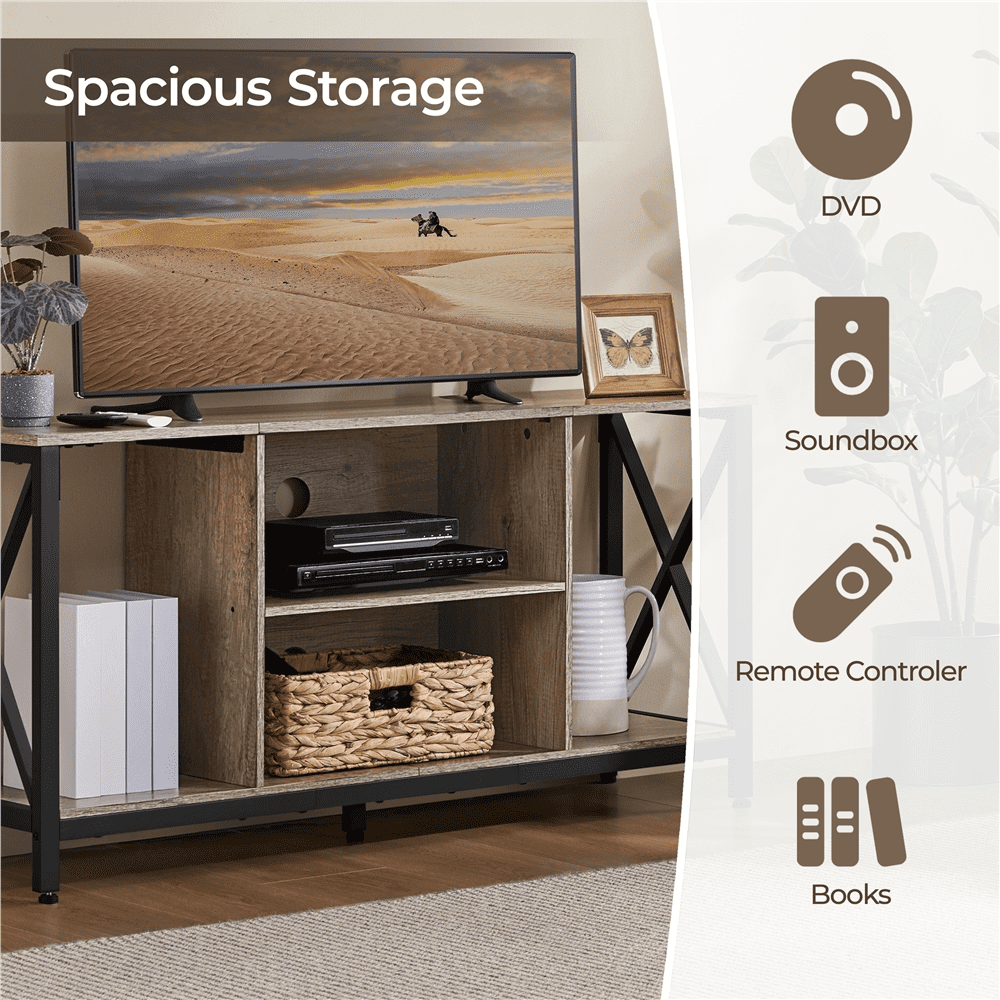 Alden Design 47inch Industrial Wooden TV Stand with Storage for Living Room, Gray