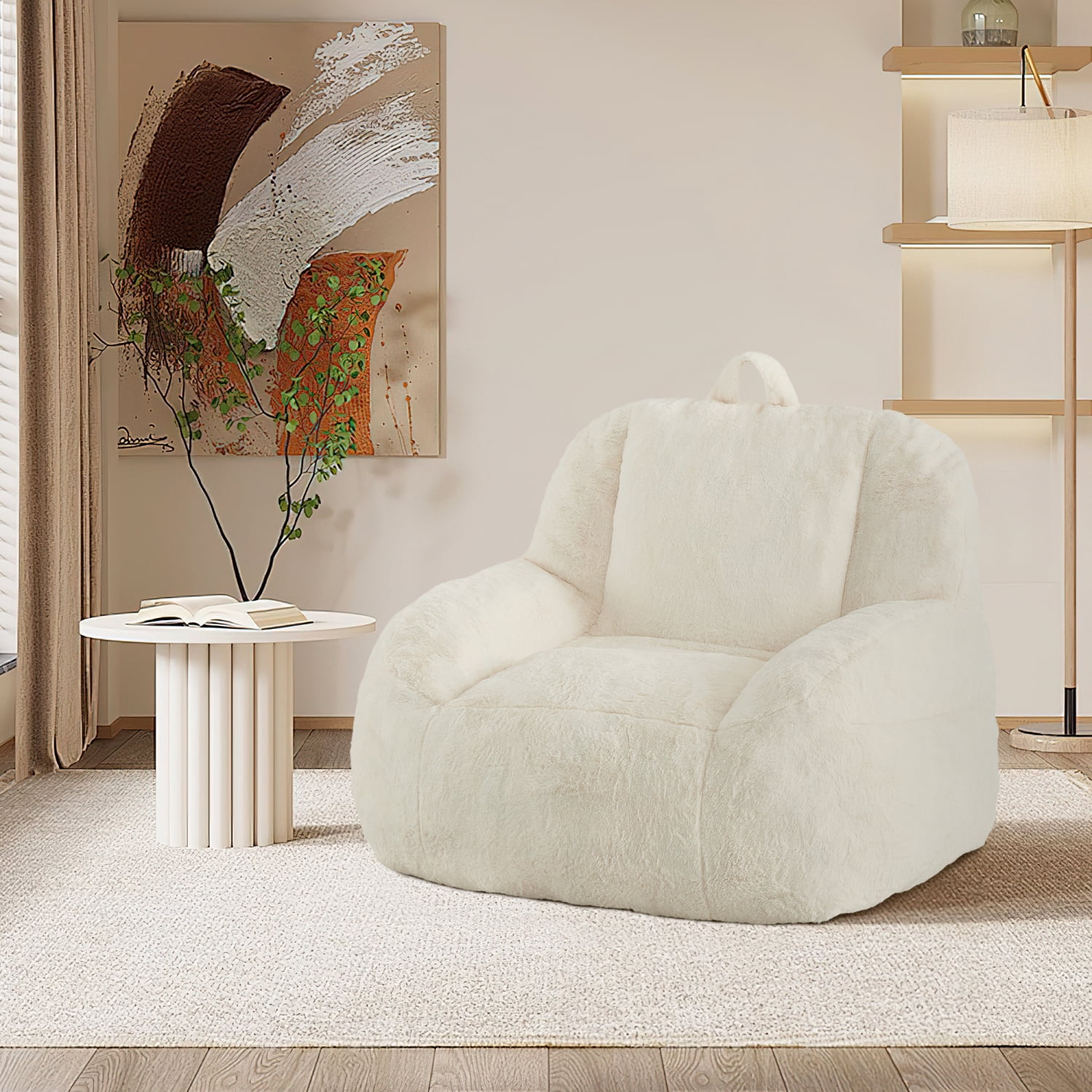 COZONY 39" Large Bean Bag Chair for Adults and Teens with High-Quality Filling, Versatile Sofa for Living Room, Basement, Game Room,white