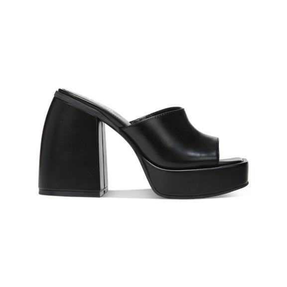 BAR III Womens Black 1-1/2" Platform Padded Goring Nessa Square Toe Sculpted Heel Slip On Heeled Sandal 9.5 M