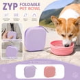 thumbnail image 2 of 2-in-1 Collapsible Dog Bowl for Travel, Portable Dog Water Bowl with Carabiner Clip, Foldable Silicone Food Dish for Pets Outdoor Hiking Camping Walks&nbsp;(Light Purple), 2 of 7