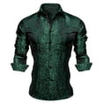 thumbnail image 2 of Mens Paisley Dress Shirts Long Sleeve Button Down Shirt Regular Fit Wedding Party Dark Green2 Tops M, 2 of 3