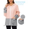 thumbnail image 5 of Hanerdun Women Packable Rain Jacket Female Hooded Outdoor Rain Coat Pink Gray 4XL, 5 of 6