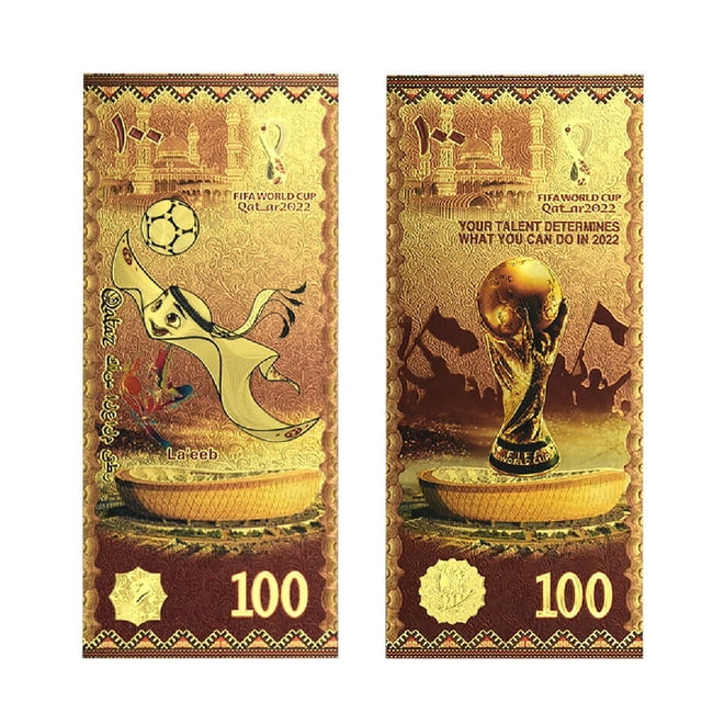 Mascota Mundial Qatar Catar 2022 en Billete Gold Banknote Catar