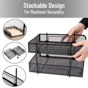 Mind Reader Stackable Paper Tray, Desktop Organizer, File Storage, Office, Metal Mesh, 2 Pieces, Black