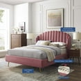 thumbnail image 5 of Platform Bed Frame, Queen Size, Velvet, Pink, Modern Contemporary Urban Design, Bedroom Master Guest Suite, 5 of 10