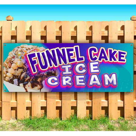 Funnel Cake Ice Cream 13 oz Vinyl Banner With Metal Grommets