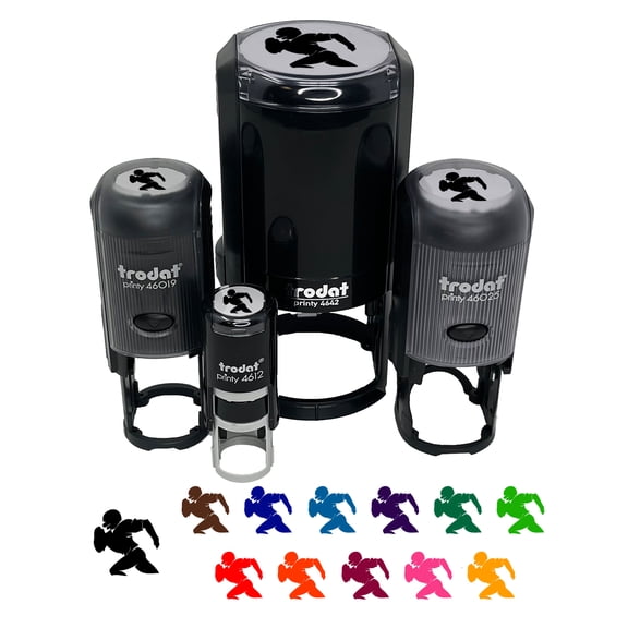Football Player Running Solid Self-Inking Rubber Stamp Ink Stamper - Black Ink - Mini 1/2 Inch