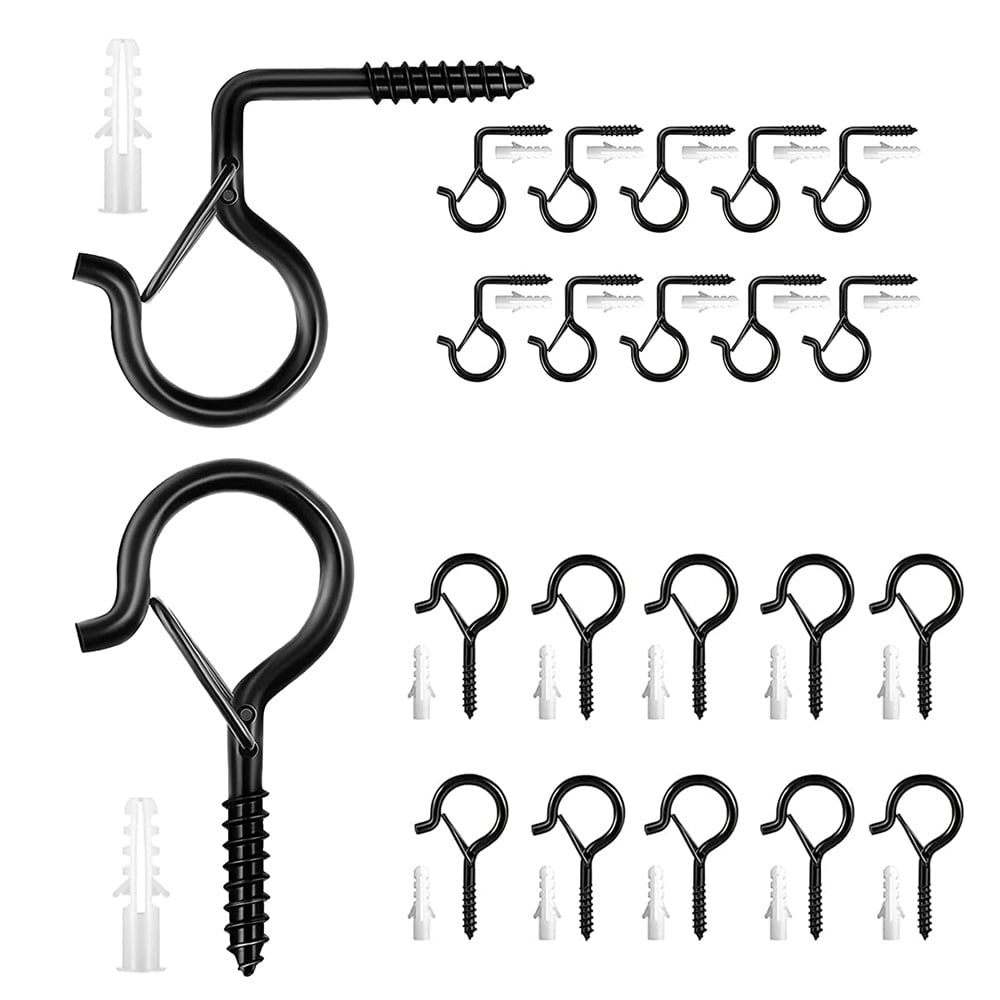 String Lights Windproof Screw Hooks for Hanging Plants Festival Decorations ISPINNER 20 Pack Q Hangers with Safety Buckle