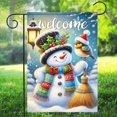 thumbnail image 2 of Hello Winter Garden Flag Double Sided 12.5x18 Flag Winter Garden Flag Christmas Snowman Garden Flag Cozy Snowman In Hot Cocoa Design With "Hello Winter" Message Seasonal Yard Decor Lawn Banner, 2 of 6