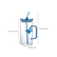 thumbnail image 3 of Glass Tumbler, Double-Wall Insulated Straw Cup With Handle, Elegant Two-Way Straw Glassware Set 350ml High Boron Glass, Blue, 3 of 7