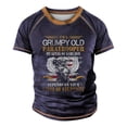 thumbnail image 1 of Men's Raglan T-shirt Retro Short Sleeve Round Neck Letter Printing TopsM, 1 of 2