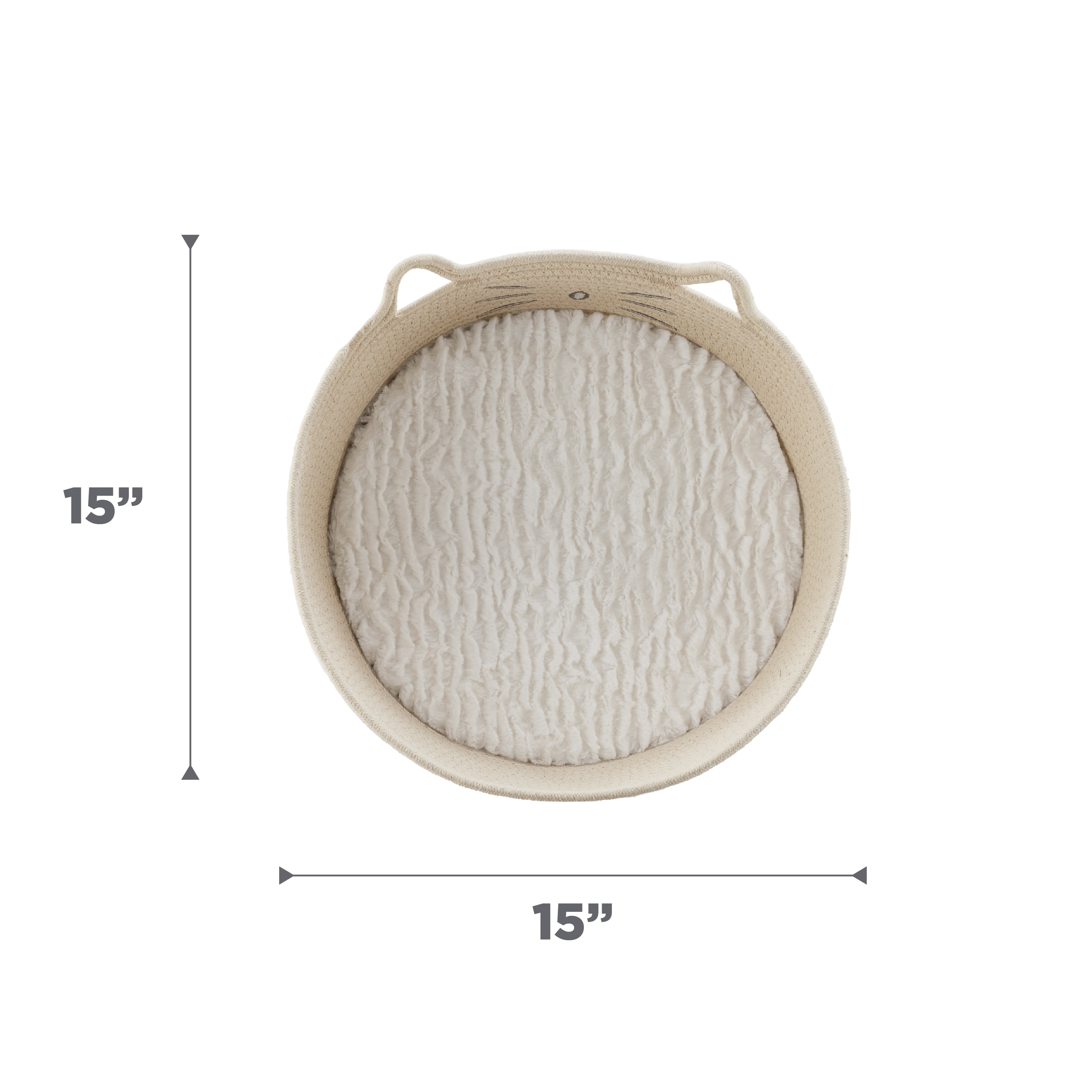 Catstages Bed & Basket Retreat 2-in-1 Cat Bed with Removable Cushion, Plush Cotton Rope, White, 15 in – Versatile Pet Bed and Toy Storage Basket