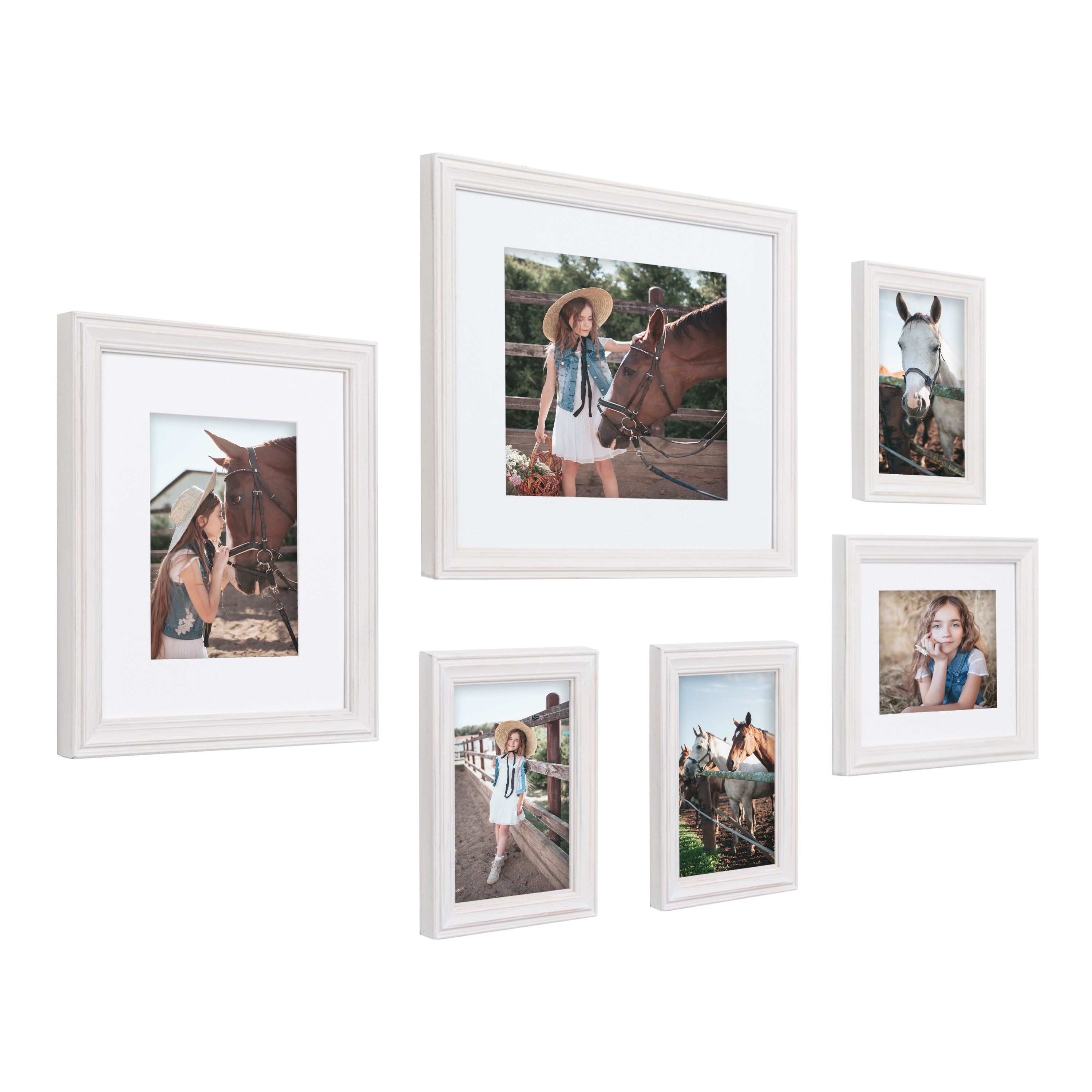 Metronic 5x7 Picture Frames Set of 6 - Distressed White Farmhouse Rustic Photo Frames, Large Wall Frame Set, Size: 5 x 7