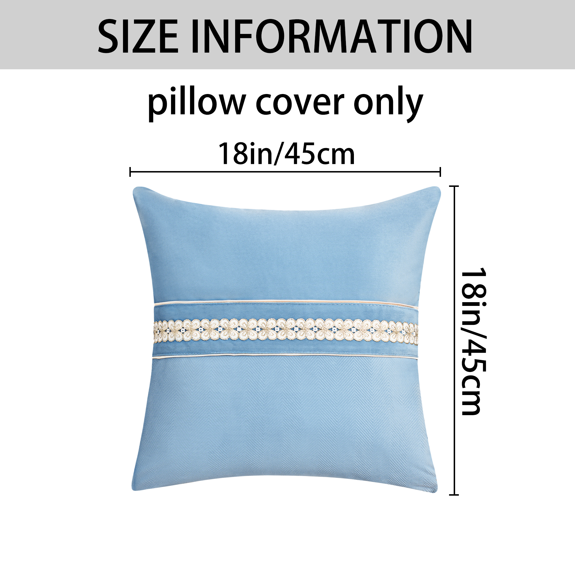 Unique Bargains Set of 2 Soft Throw Pillow Covers with Cute Embroidery Blue