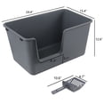 thumbnail image 2 of Rinboat 4 Packs Large Open Top Cat Litter Box, High Sides Cat Litter Pan, Including 4 Cleaning Scoops, Gray, 2 of 7