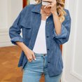thumbnail image 6 of XFLWAM Womens Corduroy Shirts Jacket Casual Snap Button Oversized Long Sleeve Plain Shackets Coats, 6 of 8