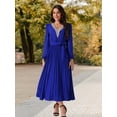 thumbnail image 2 of DARING DIVA Long Sleeve Flowy Pleated Midi Dress XL Royal Blue, 2 of 6