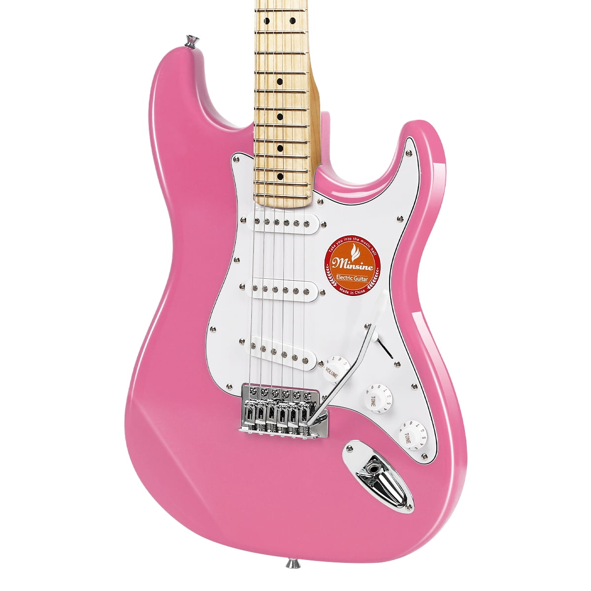 39 Inch Electric Guitar, Full Size Solid Body S-S-S Pickups 6 Strings Beginner Guitar Kit With Gig Bag, Strap, Tremolo Arm, Cable & Picks MS100 -Pink