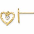 thumbnail image 1 of 10K Yellow With Rhodium D/C Heart Post Earrings (10 X 11) Made In United States 10te912, 1 of 5
